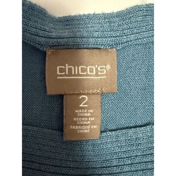 Chicos 2 Cashmere Blend Sweater Soft Cozy Boat Neck Dusty Blue Classic 12/14 Lg - Picture 7 of 13